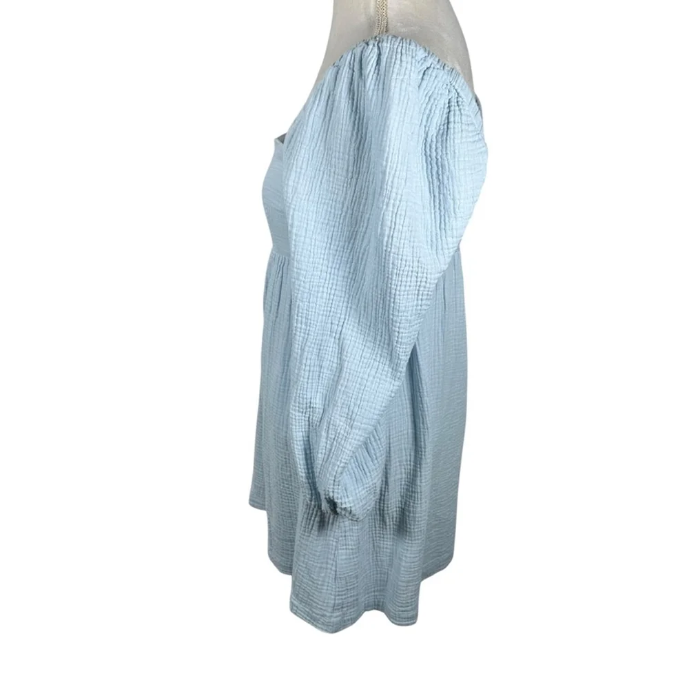 J. Crew Squareneck Soft Gauze Dress Hydrangea Blue Smocked Cotton Cottage Size S